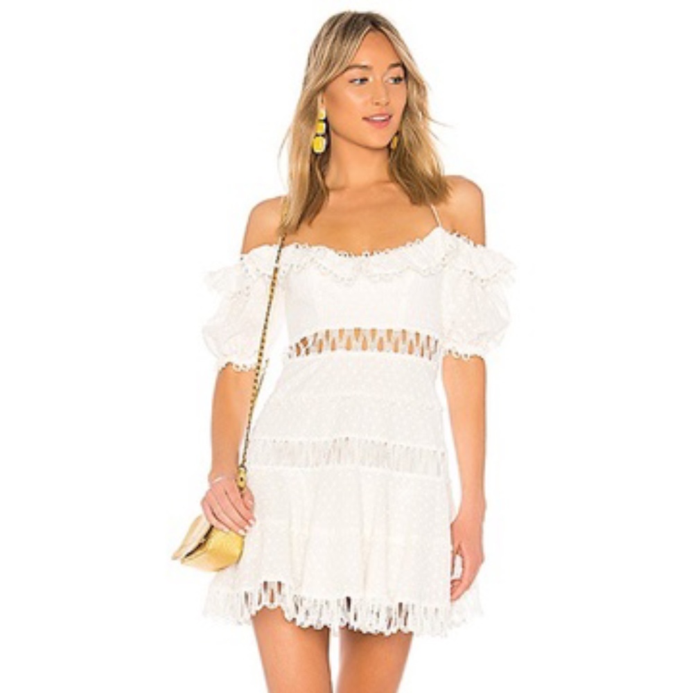 Zimmermann Melody Off The Shoulder Dress in Ivory